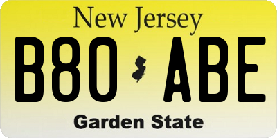 NJ license plate B80ABE