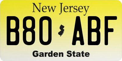 NJ license plate B80ABF