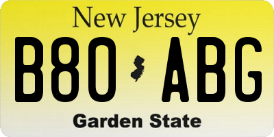 NJ license plate B80ABG