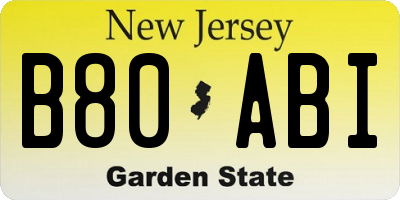 NJ license plate B80ABI