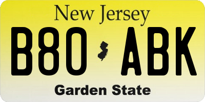 NJ license plate B80ABK