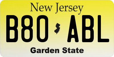 NJ license plate B80ABL