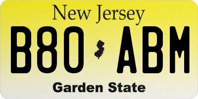 NJ license plate B80ABM