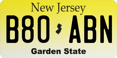 NJ license plate B80ABN