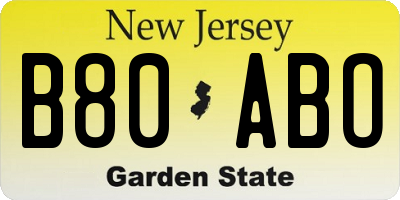 NJ license plate B80ABO