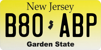 NJ license plate B80ABP