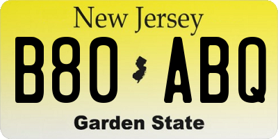 NJ license plate B80ABQ