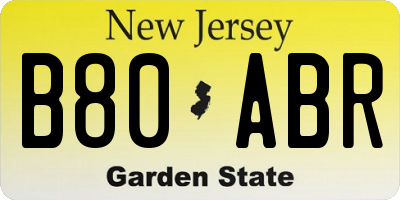 NJ license plate B80ABR