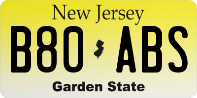 NJ license plate B80ABS
