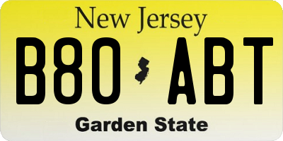 NJ license plate B80ABT
