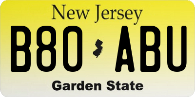 NJ license plate B80ABU