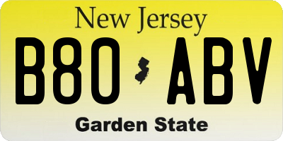 NJ license plate B80ABV