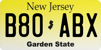 NJ license plate B80ABX
