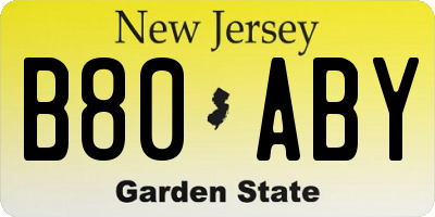NJ license plate B80ABY