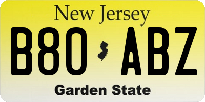 NJ license plate B80ABZ