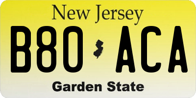 NJ license plate B80ACA
