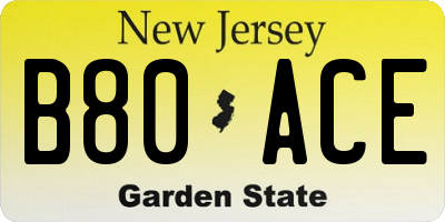 NJ license plate B80ACE