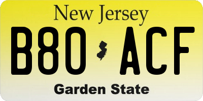 NJ license plate B80ACF