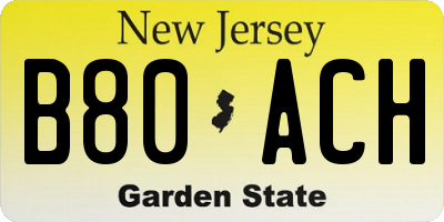 NJ license plate B80ACH