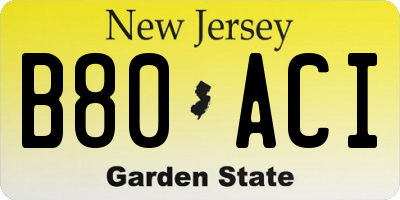 NJ license plate B80ACI
