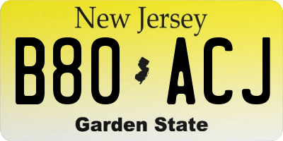 NJ license plate B80ACJ
