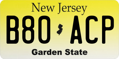 NJ license plate B80ACP
