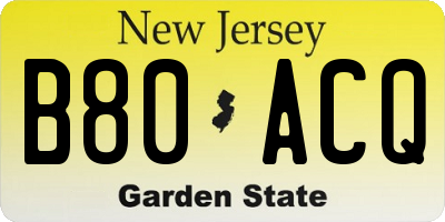 NJ license plate B80ACQ