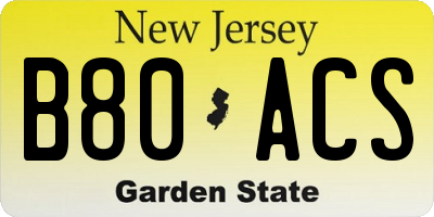 NJ license plate B80ACS