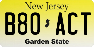 NJ license plate B80ACT