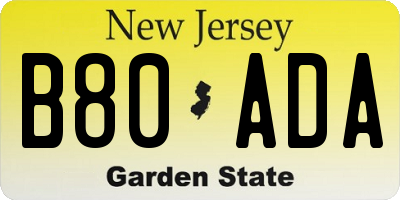 NJ license plate B80ADA
