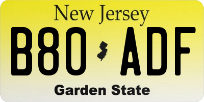 NJ license plate B80ADF