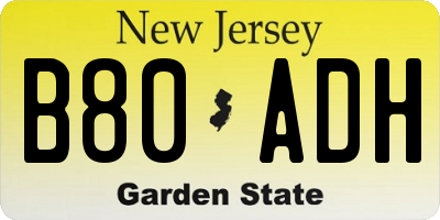 NJ license plate B80ADH