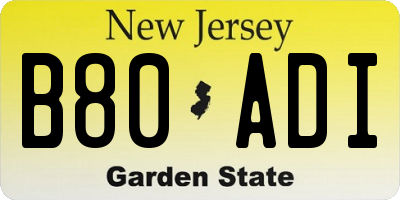NJ license plate B80ADI