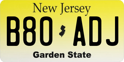 NJ license plate B80ADJ
