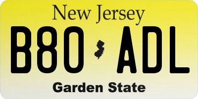 NJ license plate B80ADL
