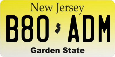NJ license plate B80ADM