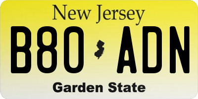 NJ license plate B80ADN