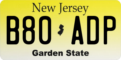 NJ license plate B80ADP