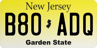 NJ license plate B80ADQ