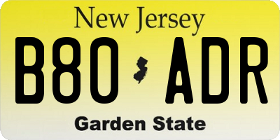 NJ license plate B80ADR