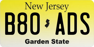 NJ license plate B80ADS