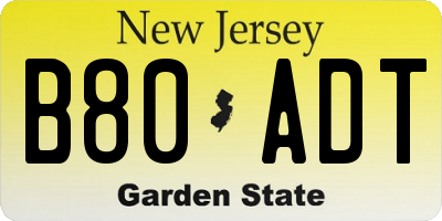 NJ license plate B80ADT