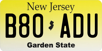 NJ license plate B80ADU