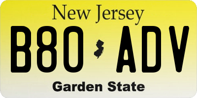NJ license plate B80ADV