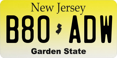 NJ license plate B80ADW