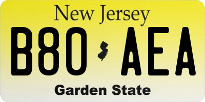 NJ license plate B80AEA