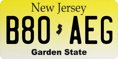 NJ license plate B80AEG