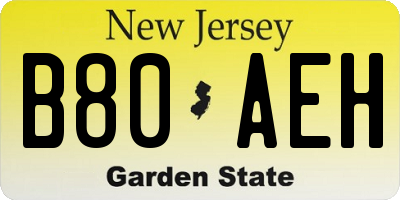 NJ license plate B80AEH