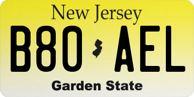 NJ license plate B80AEL