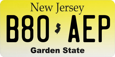 NJ license plate B80AEP
